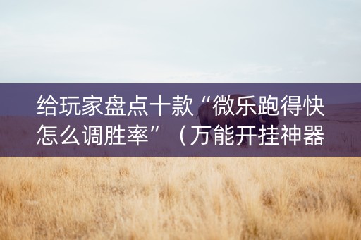 给玩家盘点十款“微乐跑得快怎么调胜率”（万能开挂神器)