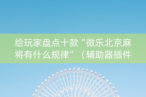 给玩家盘点十款“微乐北京麻将有什么规律”（辅助器插件)