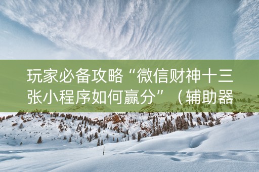 玩家必备攻略“微信财神十三张小程序如何赢分”（辅助器插件)