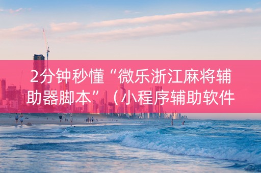 2分钟秒懂“微乐浙江麻将辅助器脚本”（小程序辅助软件)