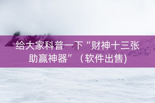 给大家科普一下“财神十三张助赢神器”（软件出售)