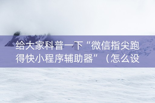 给大家科普一下“微信指尖跑得快小程序辅助器”（怎么设置才能赢)