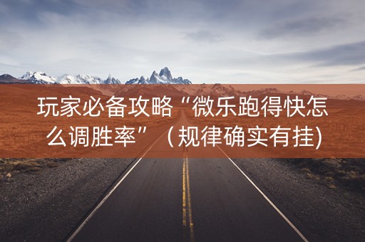 玩家必备攻略“微乐跑得快怎么调胜率”（规律确实有挂)