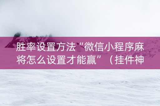 胜率设置方法“微信小程序麻将怎么设置才能赢”（挂件神器)
