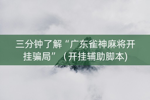 三分钟了解“广东雀神麻将开挂骗局”（开挂辅助脚本)