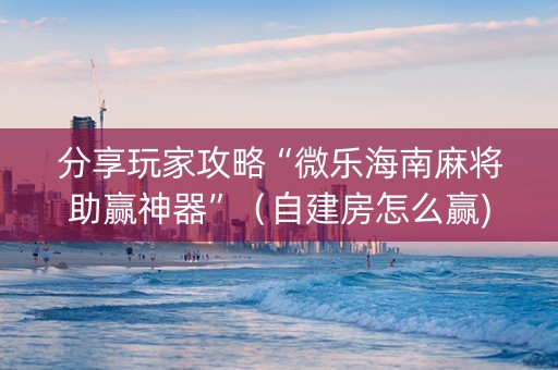 分享玩家攻略“微乐海南麻将助赢神器”（自建房怎么赢)
