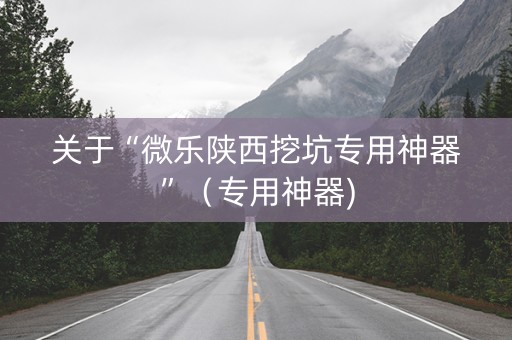 关于“微乐陕西挖坑专用神器”（专用神器)