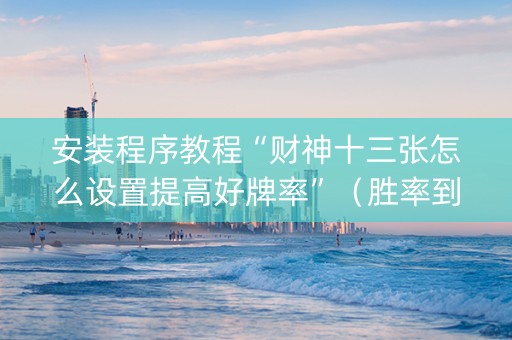 安装程序教程“财神十三张怎么设置提高好牌率”（胜率到哪调)