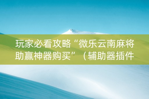 玩家必看攻略“微乐云南麻将助赢神器购买”（辅助器插件)