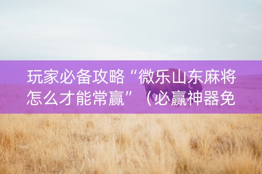 玩家必备攻略“微乐山东麻将怎么才能常赢”（必赢神器免费安装)