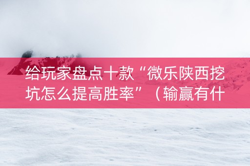 给玩家盘点十款“微乐陕西挖坑怎么提高胜率”（输赢有什么规律)
