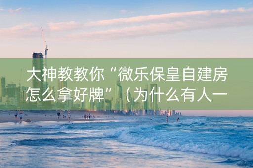 大神教教你“微乐保皇自建房怎么拿好牌”（为什么有人一直赢)
