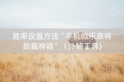 胜率设置方法“手机微乐麻将助赢神器”（外辅工具)