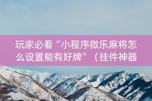 玩家必看“小程序微乐麻将怎么设置能有好牌”（挂件神器)
