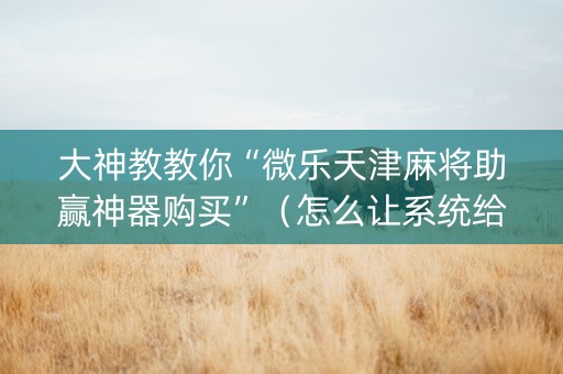 大神教教你“微乐天津麻将助赢神器购买”（怎么让系统给自己好牌)