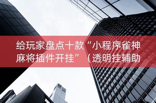 给玩家盘点十款“小程序雀神麻将插件开挂”（透明挂辅助器)
