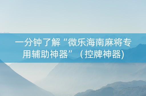 一分钟了解“微乐海南麻将专用辅助神器”（控牌神器)