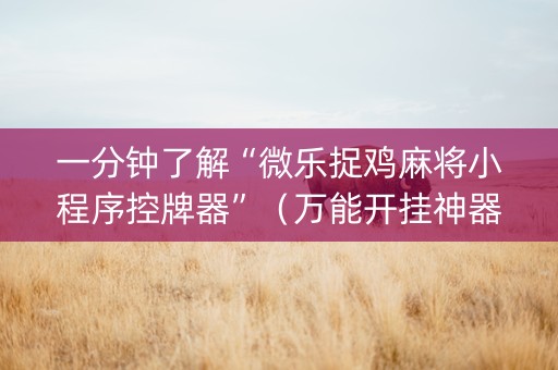 一分钟了解“微乐捉鸡麻将小程序控牌器”（万能开挂神器)