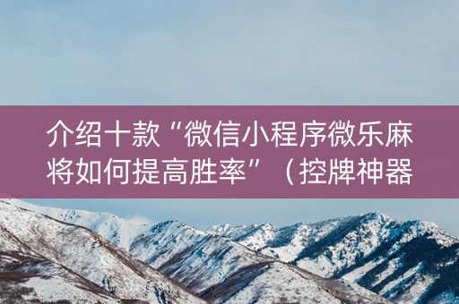 介绍十款“微信小程序微乐麻将如何提高胜率”（控牌神器)