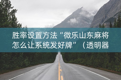 胜率设置方法“微乐山东麻将怎么让系统发好牌”（透明器教程)
