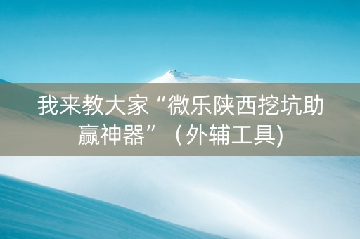 我来教大家“微乐陕西挖坑助赢神器”（外辅工具)