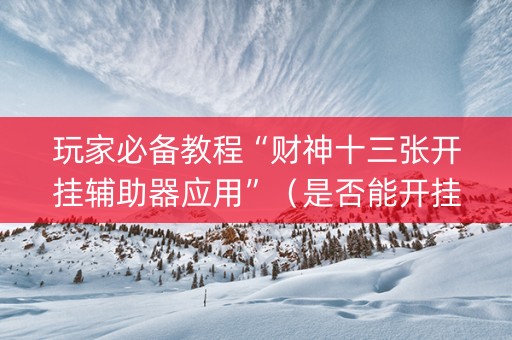 玩家必备教程“财神十三张开挂辅助器应用”（是否能开挂)