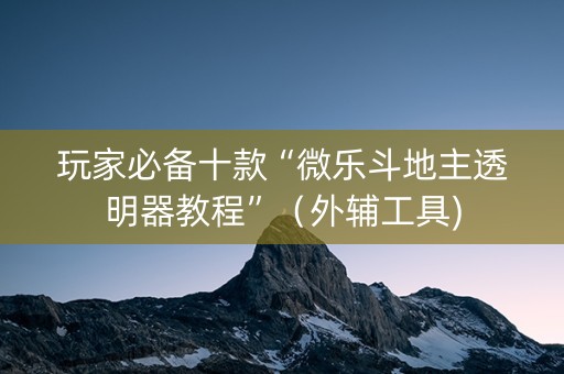 玩家必备十款“微乐斗地主透明器教程”（外辅工具)
