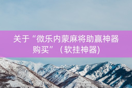 关于“微乐内蒙麻将助赢神器购买”（软挂神器)