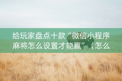 给玩家盘点十款“微信小程序麻将怎么设置才能赢”（怎么控制输赢)