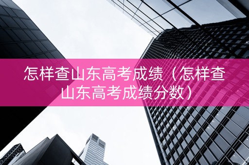 怎样查山东高考成绩（怎样查山东高考成绩分数）