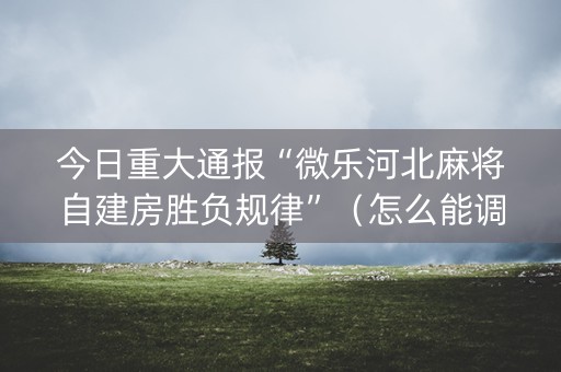 今日重大通报“微乐河北麻将自建房胜负规律”（怎么能调好牌)