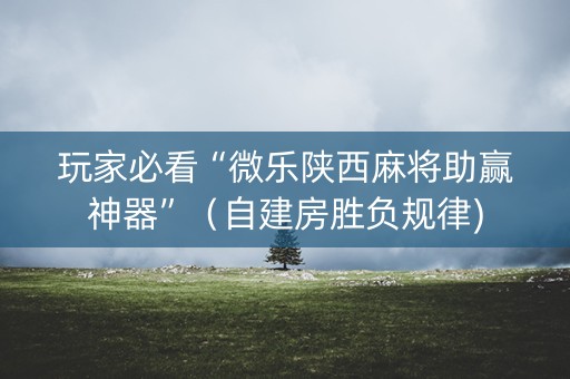 玩家必看“微乐陕西麻将助赢神器”（自建房胜负规律)