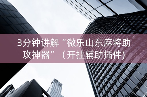 3分钟讲解“微乐山东麻将助攻神器”（开挂辅助插件)