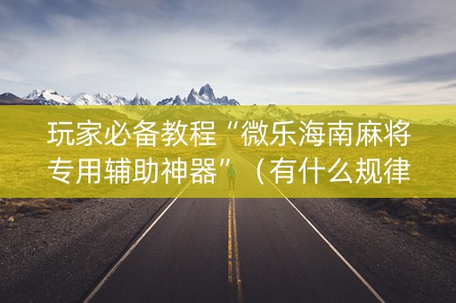 玩家必备教程“微乐海南麻将专用辅助神器”（有什么规律)