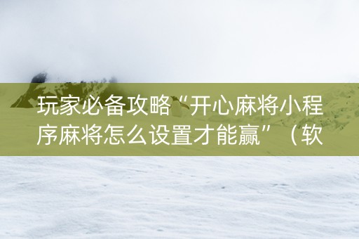 玩家必备攻略“开心麻将小程序麻将怎么设置才能赢”（软挂神器)