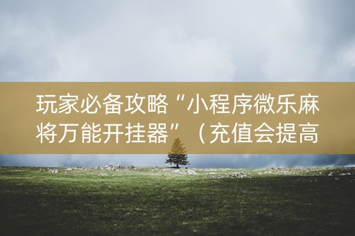 玩家必备攻略“小程序微乐麻将万能开挂器”（充值会提高胜率么)