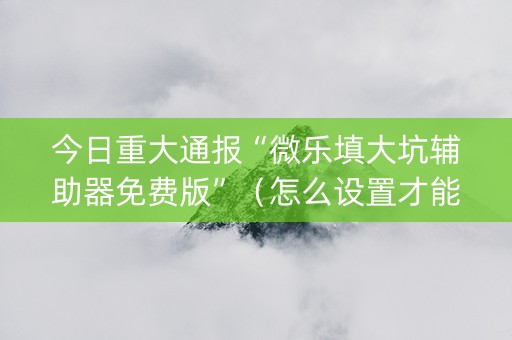 今日重大通报“微乐填大坑辅助器免费版”（怎么设置才能赢)