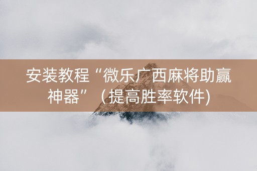 安装教程“微乐广西麻将助赢神器”（提高胜率软件)