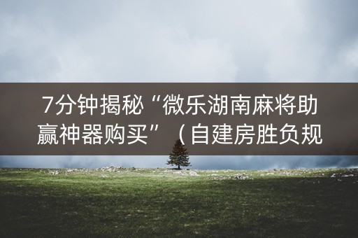 7分钟揭秘“微乐湖南麻将助赢神器购买”（自建房胜负规律)