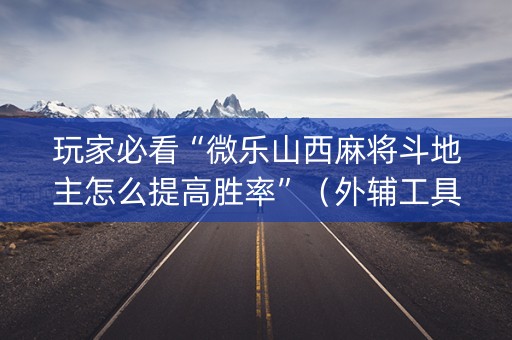 玩家必看“微乐山西麻将斗地主怎么提高胜率”（外辅工具)
