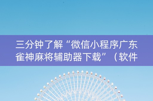 三分钟了解“微信小程序广东雀神麻将辅助器下载”（软件出售)