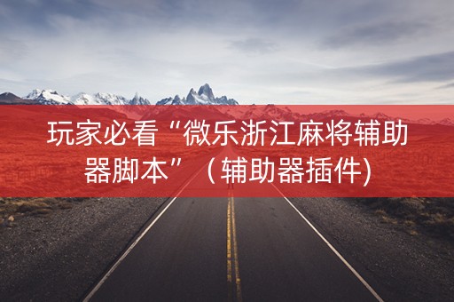 玩家必看“微乐浙江麻将辅助器脚本”（辅助器插件)