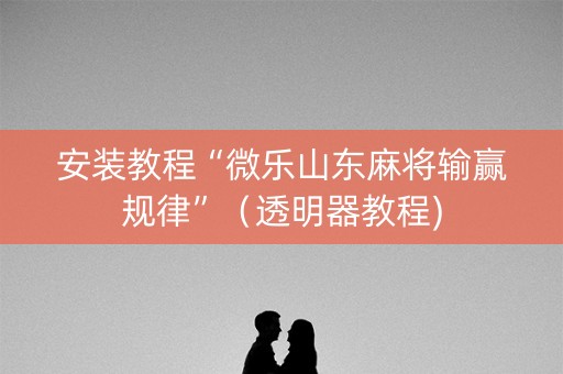 安装教程“微乐山东麻将输赢规律”（透明器教程)