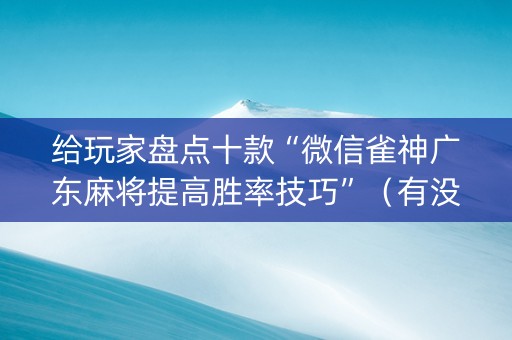 给玩家盘点十款“微信雀神广东麻将提高胜率技巧”（有没有猫腻)