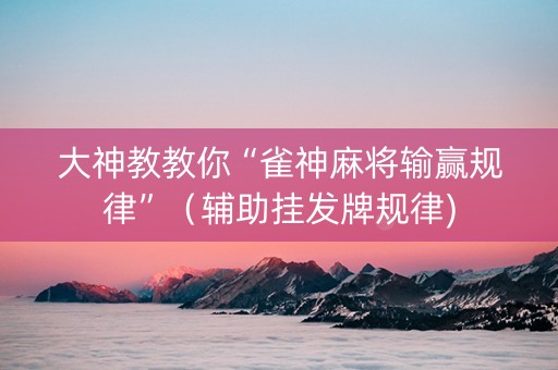 大神教教你“雀神麻将输赢规律”（辅助挂发牌规律)