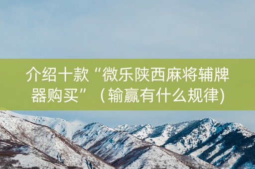 介绍十款“微乐陕西麻将辅牌器购买”（输赢有什么规律)