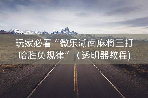 玩家必看“微乐湖南麻将三打哈胜负规律”（透明器教程)