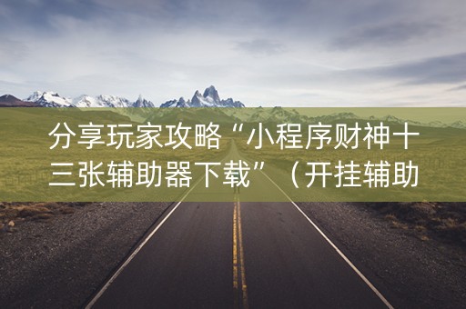 分享玩家攻略“小程序财神十三张辅助器下载”（开挂辅助器脚本)