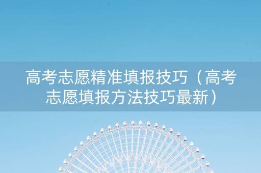 高考志愿精准填报技巧（高考志愿填报方法技巧最新）