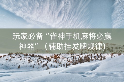 玩家必备“雀神手机麻将必赢神器”（辅助挂发牌规律)